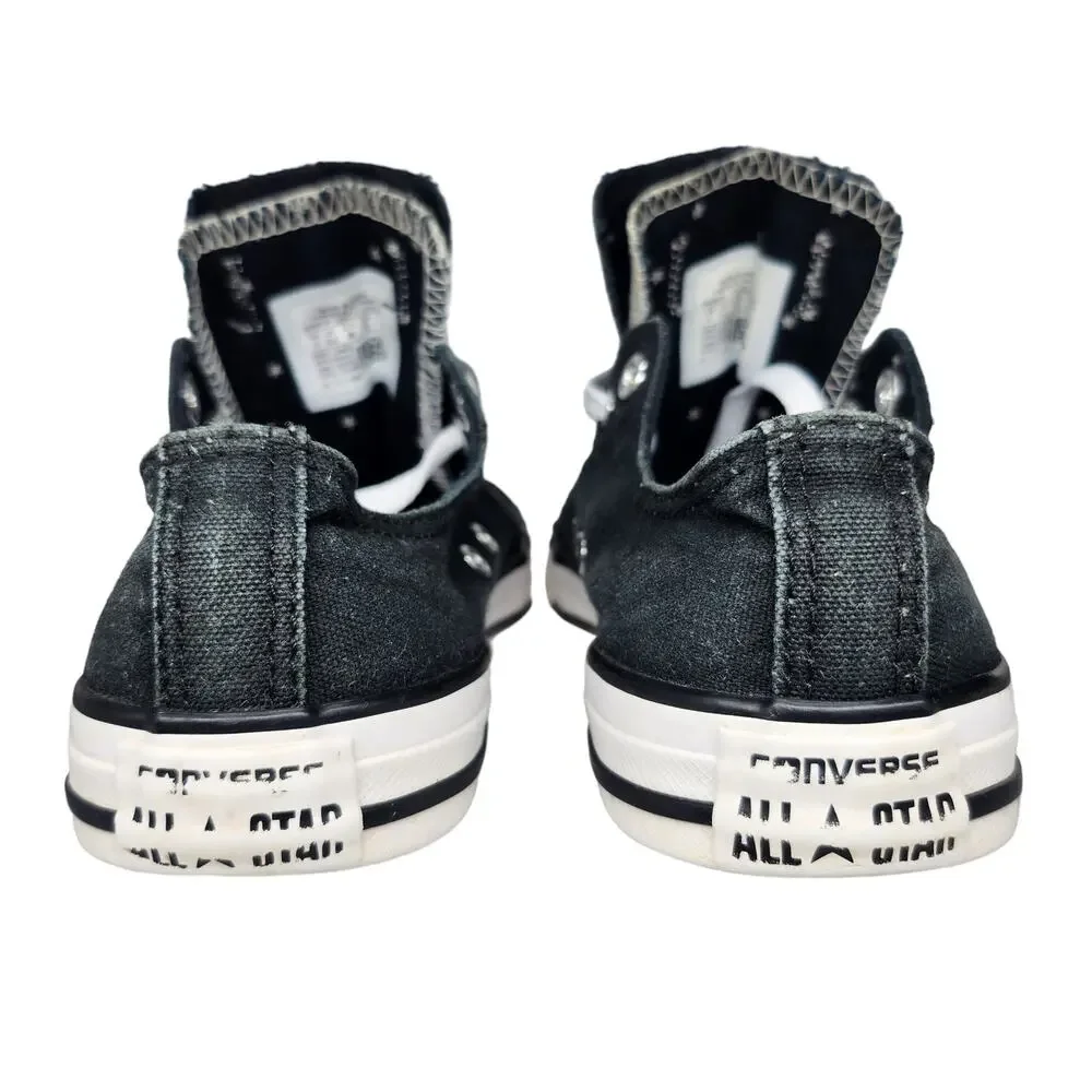 Converse All Star Shoes Juniors 4 Black Double Tongue Stars Shimmer Silver Gold